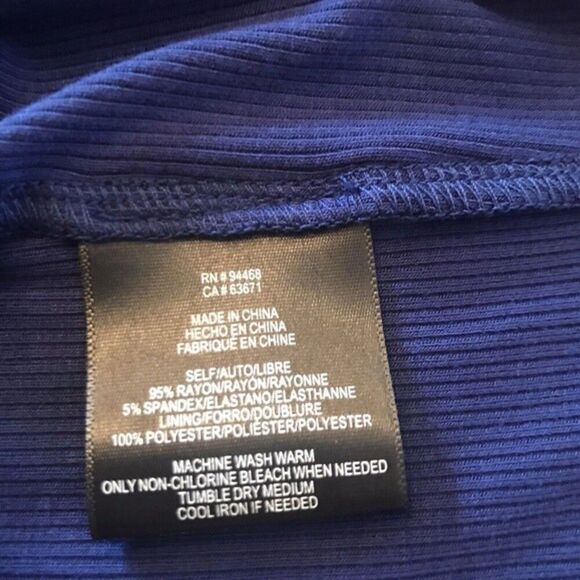 BCBG Women's Long Sleeve Ruched Dark Blue Dress with O-Ring at Bust-Line Size XS - Picture 6 of 6